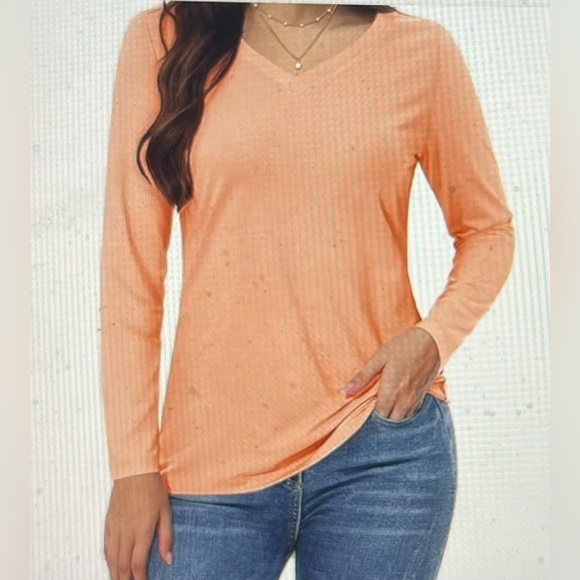 Orandesigne Women’s Pink V-Neck Long Sleeve Top – Size S – NWT - Picture 4 of 6